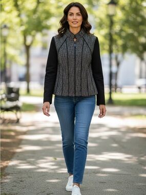 MARIO Serrani Italy blazer wool blend Italian designer size4 black white classic